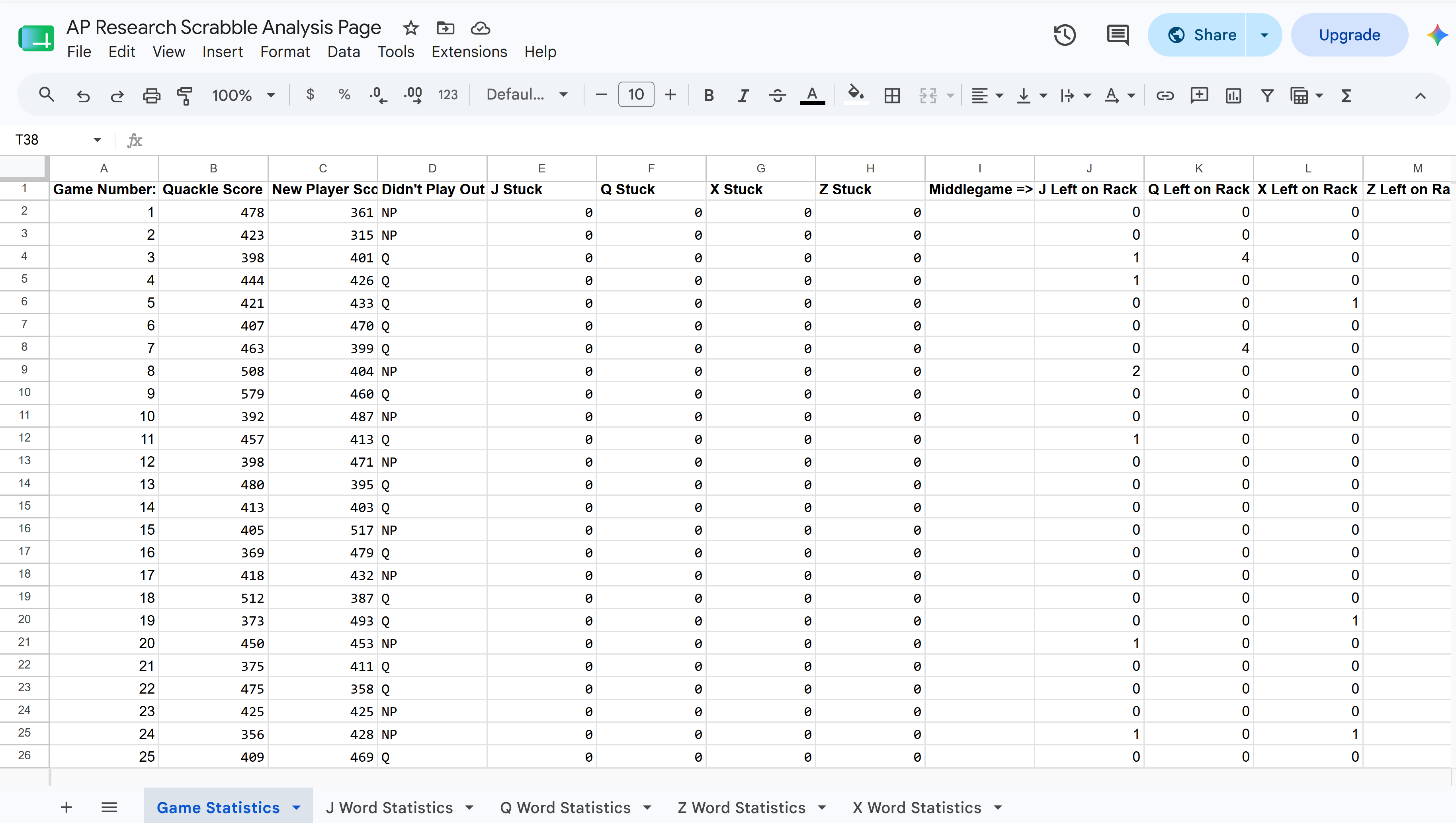 Image 3: Usage Frequency Spreadsheet